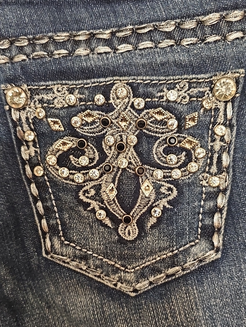 Grace In LA Girls' Demin Rhinestone Jeans - Picture 4 of 12